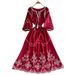 Premium Ethnic Style Vintage Inspired Women's Dress round Neck Lantern Sleeve Embroidered Waist Cinching Slimming a Line 2025 New Style_ecoleips.com