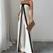 Voya Recommend! Women's 2026 Summer New Suspender Waist Cinching Slim Fit Contrasting Color Dress And Pants Set_ecoleips.com