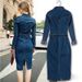 Direct From The Manufacturer: New European And American Style Women's Sexy Long-sleeve Single-breasted Denim Dress, Plus_ecoleips.com