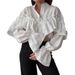 New Spring/Summer Women's Elegant Lace Layered Casual Shirt With French Lace Trim Long Sleeves_ecoleips.com