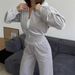 Women's Long Sleeve Hooded Cardigan & Elastic Trousers Set – Street Style Loungewear For Casual Comfort_ecoleips.com