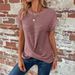 2026 New Solid Color Round Neck T-Shirt Elegant Short Twisted Hem Top Spring Summer Women's Clothing_ecoleips.com