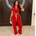 Fashion Casual Two Piece Suit For Women With Zipper Short Sleeved Short Top And Loose Trousers_ecoleips.com