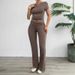 Women's Spring And Summer Casual Solid-Color Fitted Short-Sleeved And Long-Sleeved Suit_ecoleips.com