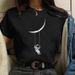 Independent Brand Plus-size Women's Loose-fitting Moon-themed Short-sleeve Top_ecoleips.com