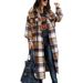 New Long-sleeved Loose Button Plaid Shirt Woolen Jacket Long_ecoleips.com