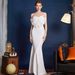 Evening Dress For Women, High End Temperament Simple Hepburn Style Banquet Celebrity Niche Tube Top Slim Long Fishtail Dress_ecoleips.com