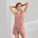 Voya Women's Clothing Hot Selling And Popular Fashion Minimalist Home Suit Set, Thin Suspender Shorts Two-piece Set_ecoleips.com