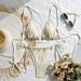 Women's Sexy Shell Bikini Two Piece Swimsuit Lace Up Solid Color American Style For Beach Vacation_ecoleips.com