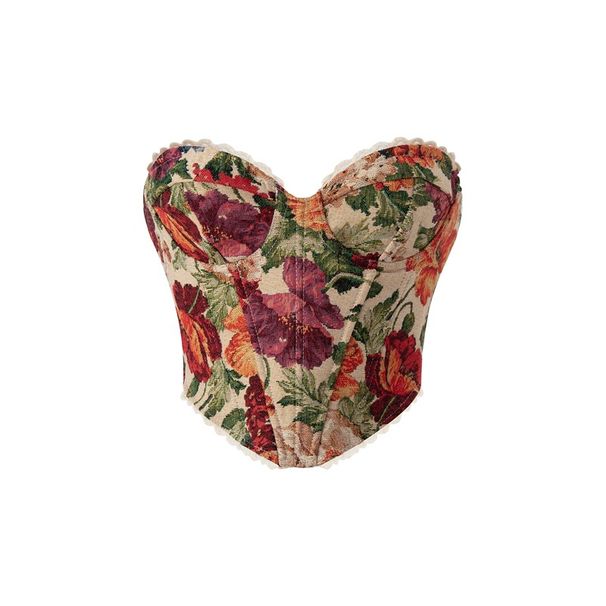 Women's French Retro Fishbone Lace Camisole Top - Cross Wrap Bustier Vest With Jacquard Trim, Summer Boho Chic Blouse_ecoleips.com
