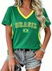 Soccer Shirt 2026 Women USA Soccer Jersey Game Day T-Shirt Funny Soccer Graphic Y2k V Neck Short Sleeve Tops_ecoleips.com