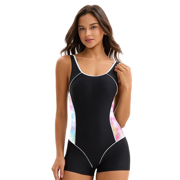 Women's Clothing Sports Boxer Swimsuit Conservative Sexy Backless Swimsuit_ecoleips.com