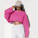 Women's Long Sleeve Round Neck Sweater Navel Baring Short Sports Bottoming Shirt Style Knitted Top_ecoleips.com