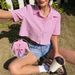 Women's Clothing Summer New Women's Striped Bow Back Casual Vacation Short Sleeved Shirt_ecoleips.com