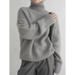 Oversized High Neck Knit Sweater For Women – Cozy Loose-Fit Casual Pullover In 12 Colors (Gray/Beige/Brown/Black/White, S-Xl)_ecoleips.com