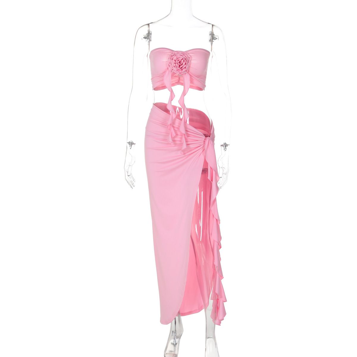 European And American Hot-Selling Women's 22025 Summer New Fashion Sexy Strapss Slim Pated Split Lace-Up Set_ecoleips.com