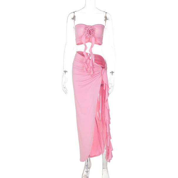 European And American Hot-Selling Women's 22025 Summer New Fashion Sexy Strapss Slim Pated Split Lace-Up Set_ecoleips.com