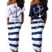 Women's Clothing Two Piece Suit One Shoulder Navy Style Anchor Print Skirt Suit For Women_ecoleips.com