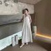 "Elegant Backless Floral Embellished Dress - Strapless, White, A-Line, Long Length, Perfect For Parties & Casual Wear (S-XL)"_ecoleips.com