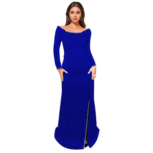 Fashion Women's Clothing Elegant Temperament Lower Slit Evening Dress Dress_ecoleips.com