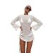 Women's Hollow Side Straps round Neck Backless Sunscreen Beach Blouse Dress Cross Border Foreign Trade Hot Selling_ecoleips.com