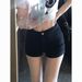 2025s Trendy Girl Denim Shorts Women Ins Spring 2025 New High Waist Slimming Black Tight Elastic Bodycon Hot Pants_ecoleips.com