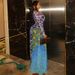 Women's Slimming Bodycon Long Dress American Style Printed Personalized Slightly Sheer High Neck Commuter Dress_ecoleips.com