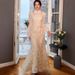 Muslim Dress Women Women's Elegant White Evening Dress – Long Sleeve A-Line Midi Dress With Waist Tie (Slim Fit, Polyester Blend, Size S-Xxl)_ecoleips.com