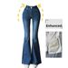 High-Waisted Stretchy Flared Jeans Korean Style with Double Buttons 0.8 Cm Hip Enhancing Padding Butt Lifting Effect Women's Denim_ecoleips.com