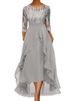 Women's Clothing Autumn And Winter Mid Sleeve Chiffon Dress Spliced Round Neck Lace Hollow Bridesmaid Evening Dress_ecoleips.com