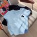 Women's Clothing Slim Fit Short Sleeve T-Shirt Straight Shoulder Fashion Summer New Blue Top_ecoleips.com