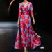 Women's Clothing Temperament Three Quarter Sleeve Long Dress_ecoleips.com
