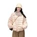 girl Ligh Oxygen Pink Down Jacke For Women Winer New Swee Syle Amosphere Simple Solid Color Turn-Down Collar Coon_ecoleips.com