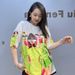 Women's Clothing Women's Round Neck Pullover Short Sleeved T Shirt Women's Summer 3d Printing Fashion Beaded Half Sleeved Top_ecoleips.com