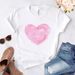 European And American Cross-border Foreign Trade Women's Clothing, Simple Heart-printed Round-neck Short-sleeve T-shirt_ecoleips.com