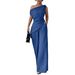 Women's Clothing Elegant Off-Shoulder Women's Suit Solid Color Style Commuter Zipper Pocket Pants For Formal & Casual For Women_ecoleips.com