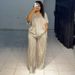 European And American Cross Border Women's Clothing 2025 Summer New Casual Loose V Neck Striped Short Sleeved Top Wide Leg Trousers Suit_ecoleips.com