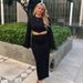 Women Trendy Two‑Piece Maxi Outfit With Crew Neck Knit Top, Waist Cutout Detail & High‑Slit Long Skirt_ecoleips.com