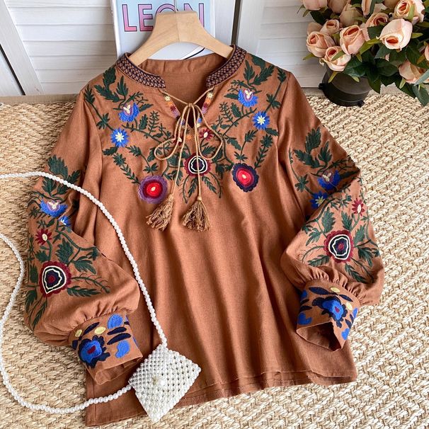 Women's Clothing Loose Slim All Match Heavy Embroidery Shirt Stylish Top_ecoleips.com