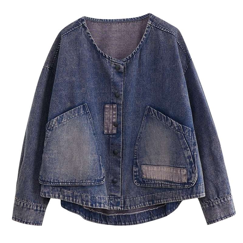 K Cowboy Jacket Long Sleeved Dark Retro Loose Short Casual Patchwork Women's Clothing_ecoleips.com