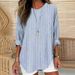 Women's Clothing Women's Printed Striped Crew Neck Long Sleeve Shirt Fashion For Formal & Casual For Women_ecoleips.com
