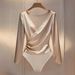 Women’S Slim-Fit Long-Sleeve Bodysuit – V-Neck Pure Color Jumpsuit (Apricot/Burgundy/Navy) For Casual & Layering_ecoleips.com