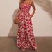Women's Clothing high waist holiday style flower print suspenders jumpsuit _ecoleips.com