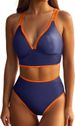 Women's Clothing Women's Deep V Sexy Two Piece Swimsuit Cross Back Color Block Bra High Waisted Shorts Modest Coverage, Beach & Pool Ready_ecoleips.com