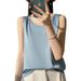Silk Satin 2026 Spring-summer New Women's Pullover Short Top, Sleeveless Vest, Round Neck Camisole, Solid Color Inner_ecoleips.com