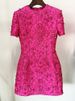 K New Fashion And Elegant Temperament Jacquard Heavy-duty Nail Bead Short Sleeved Dress_ecoleips.com