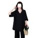 European Fashion Collar Sportswear For Women Summer Plus 150kg Large Size Thin Loose Wide-Leg Pants Two-Piece Set_ecoleips.com