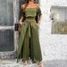 Women's Clothing Spring And Summer Temperament Solid Color Belly Baring Top Wide Leg Pants Suit_ecoleips.com
