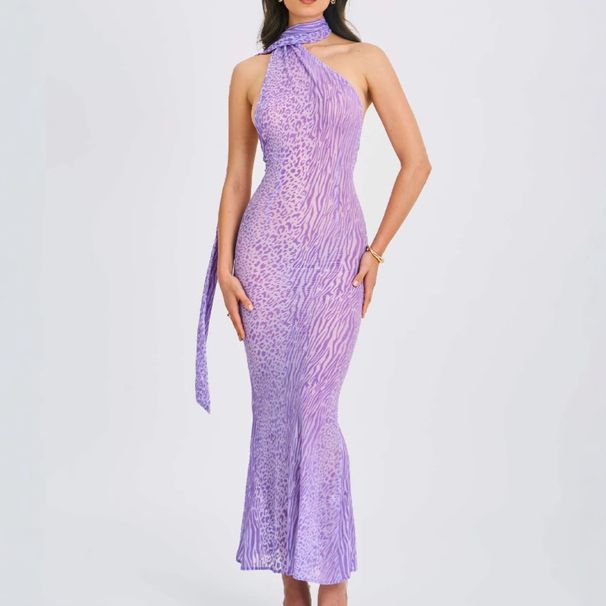 European And American Cross-border 25 Strapl Sexy Halter Neck High-waisted Sheer Mesh One-shoulder Slim-fit_ecoleips.com