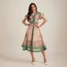 Women's Beach Resort Style Printed Dress French Shirt Collar with Belt Australian Niche Design Casual Maxi Dress_ecoleips.com